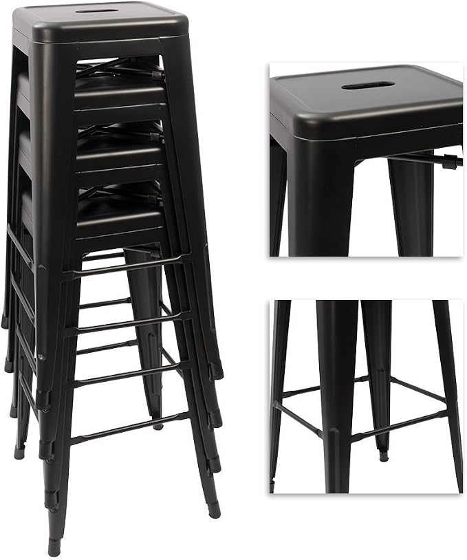 Devoko Metal Bar Stools 30" Indoor Outdoor Stackable Barstools Modern Style - Image 4
