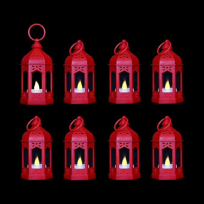 LLQ 8Pcs Mini Moroccan Lantern Decor by LLQ-LuckLifeQuality