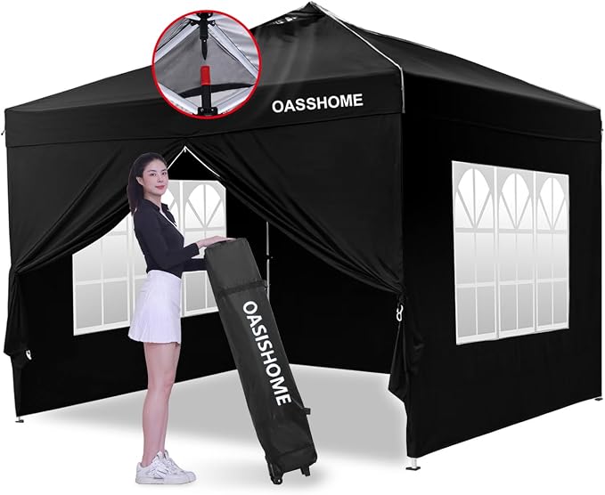 OASISHOME One Push Setup Pop-up Gazebo Portable Canopy Tent 10'x10', by OASISHOME