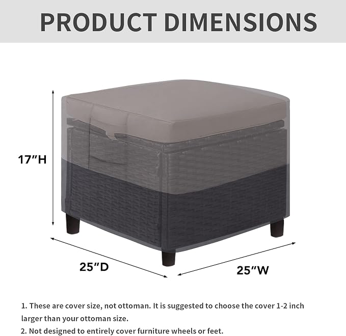 Easy-Going Outdoor Ottoman Cover, Waterproof Heavy Duty Patio Furniture Cover - Image 2
