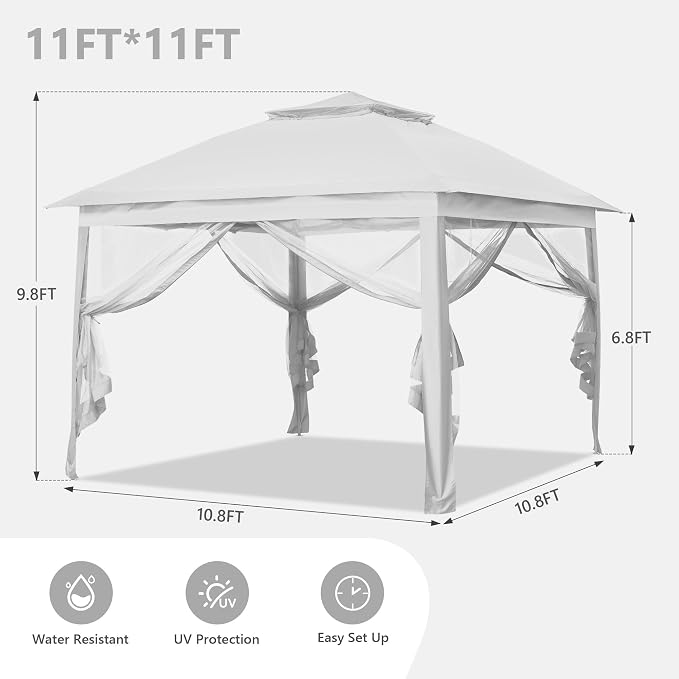 GDY 11x11 Pop Up Canopy Tent, Outdoor Canopy - Image 2