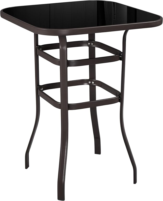 Yaheetech Patio Bar Table Tempered Glass, Height High Top Outdoor Pub Height by Yaheetech