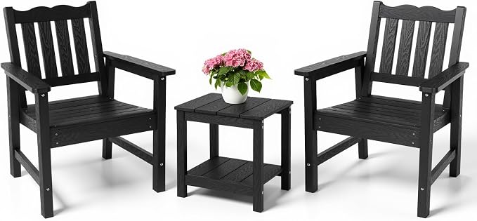 Stoog 3 Piece Patio Bistro Set, All-Weather Garden Chairs Set of 2 by Stoog