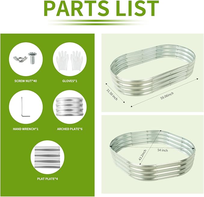Oval Galvanized Planter Box, Metal Raised Garden Bed - Image 3