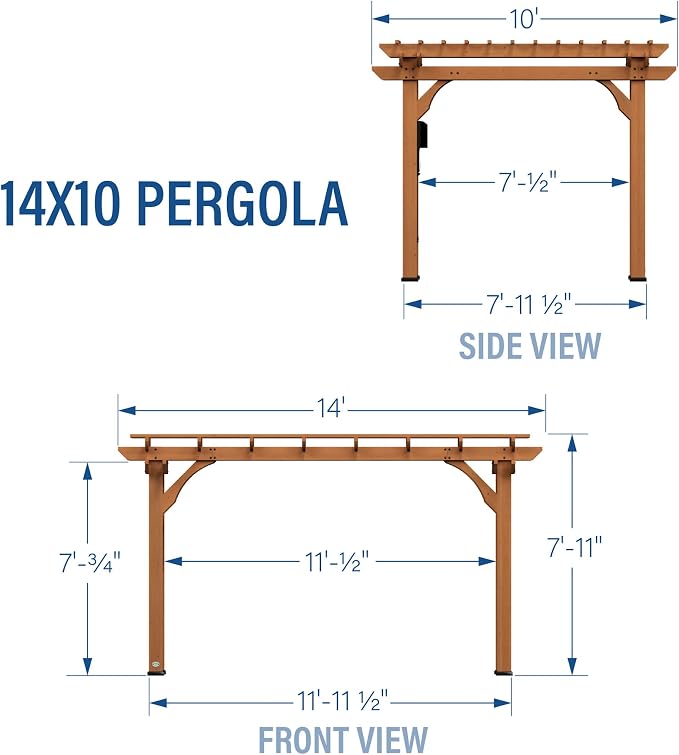 Backyard Discovery Beaumont 14' x 10' Traditional Cedar Wood Pergola Kit - Image 3