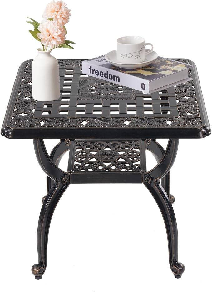 Cast Aluminum Outdoor Side Table, Small Patio Table, Outdoor Coffee Tables by Unknown