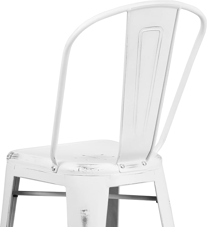 EMMA + OLIVER Commercial Grade 30" H Distressed White Metal Indoor-Outdoor - Image 8