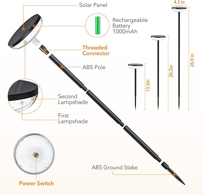 Solar Pathway Lights Outdoor, 6 Pack Tall Solar Garden Lights Outdoor Waterproof - Image 7
