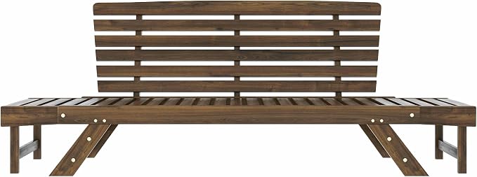 Outdoor Adjustable Patio Wooden Daybed Sofa Chaise Lounge - Image 6