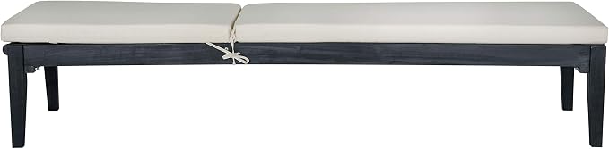 SAFAVIEH Outdoor Collection Montclair Dark Slate Grey Solid Wood/Beige Cushion - Image 9