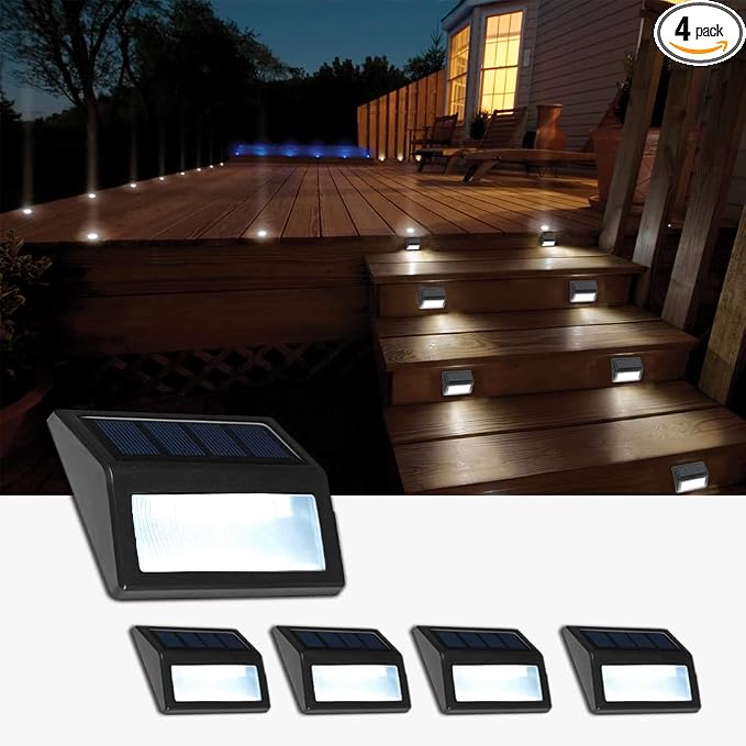 Solar Lights Outdoor, Waterproof Solar Powered Deck Step Lights by Follateas