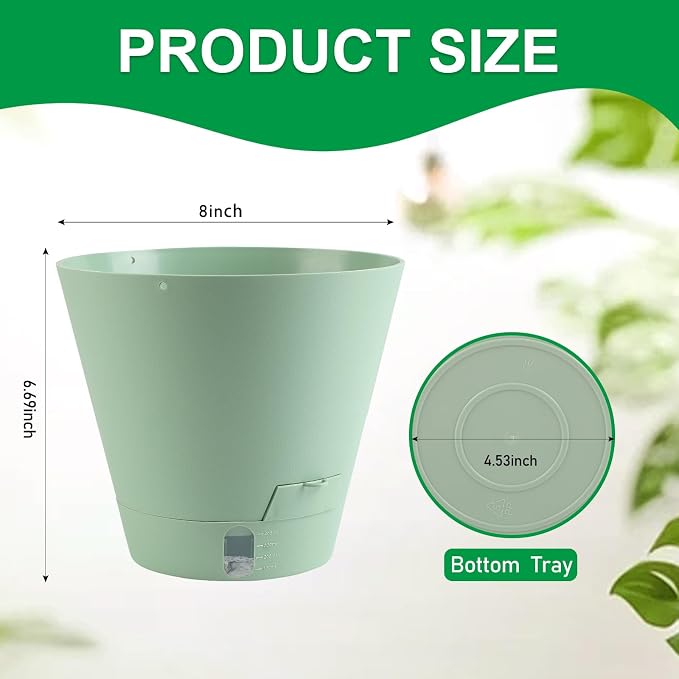 Self-Watering-Pots-for-Indoor-Plants, 8 Inch Flower Pots - Image 3
