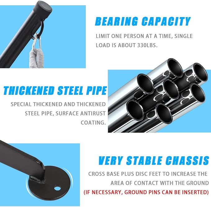 FDW Hanging Hammock Stands Hammock Chair Stands, C Stand Outdoor Solid Steel - Image 3
