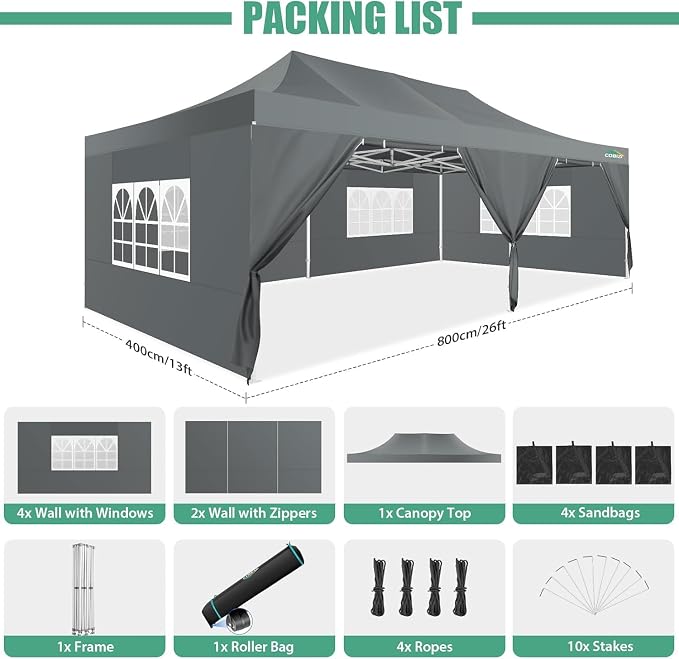 COBIZI 13x26 Pop Up Canopy Heavy Duty Canopy - Image 7