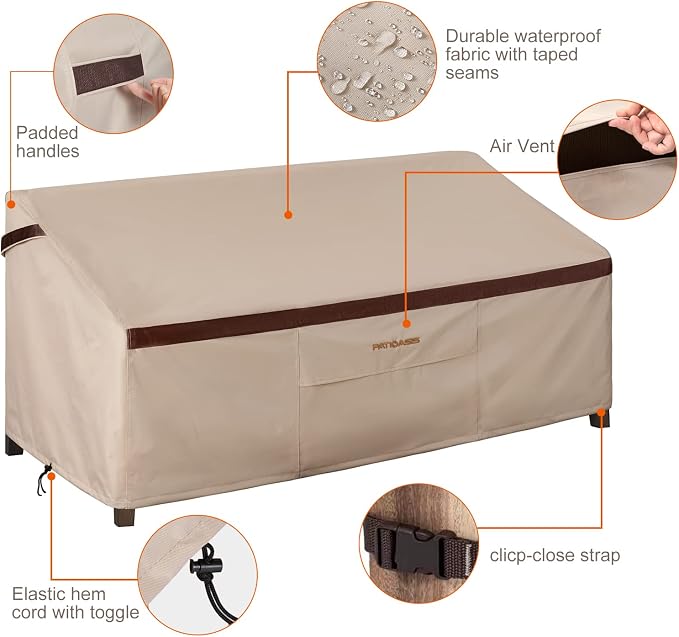 Patio Loveseat Covers Outdoor Furniture Waterproof Garden Deep Sofa Cover - Image 4