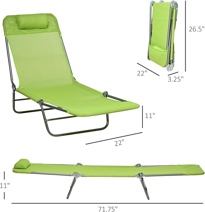 Outsunny 2 Piece Folding Chaise Lounge Chairs, Pool Sun Tanning Chairs - Image 3