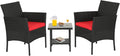 FDW | 3-Piece Patio Furniture Set | Black & Red | Outdoor Wicker Furniture by FDW
