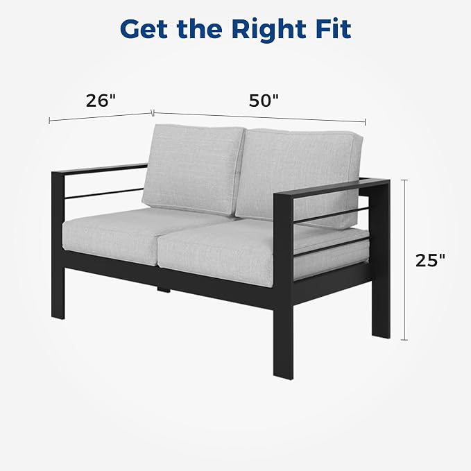 Wisteria Lane Patio Furniture Aluminum Loveseat, All-Weather Outdoor 2 Seats - Image 2