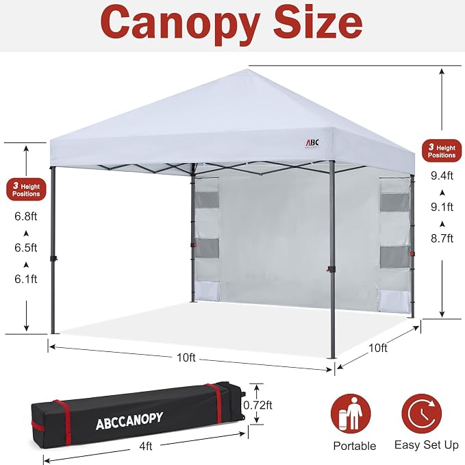 ABCCANOPY Pop Up Canopy with Sidewall, 10x10 Outdoor Canopy Tent with Storage - Image 3