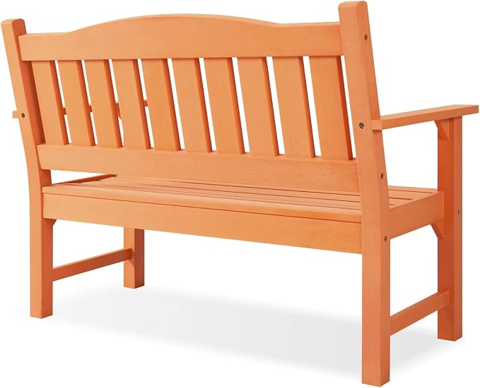 Psilvam 2-Person Outdoor Memorial Bench, All-Weather Poly Lumber Garden Bench - Image 4