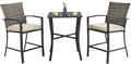 Tangkula 3 Piece Patio Bar Set, Outdoor Bistro Set w/ 27.5" Square Table by TANGKULA
