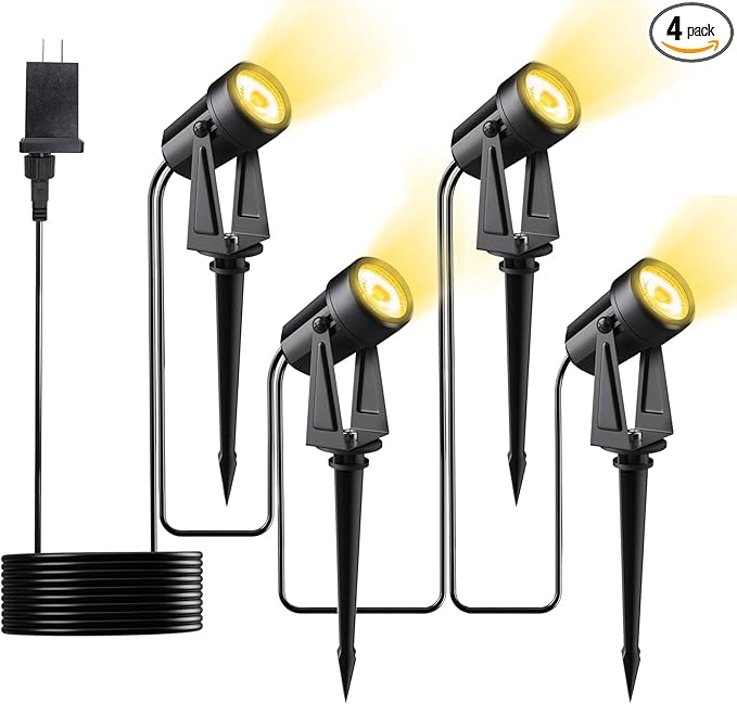 Low Voltage Landscape Lighting, 4 Pack Outdoor LED Landscape Spotlights by Pogestrand