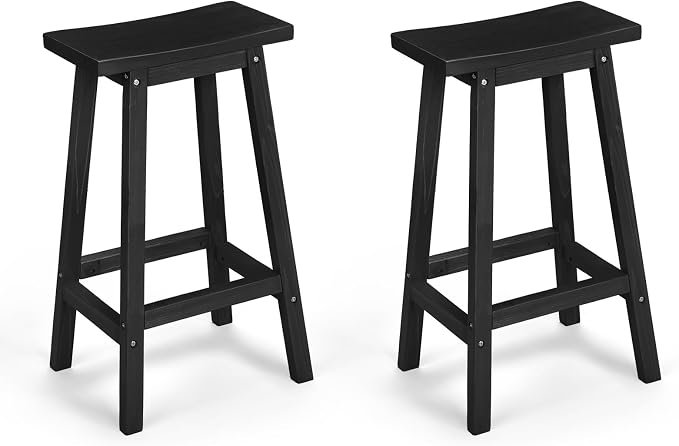 VINGLI Outdoor Bar Stools Set of 2, Solid Cedar Wood Barstools by VINGLI