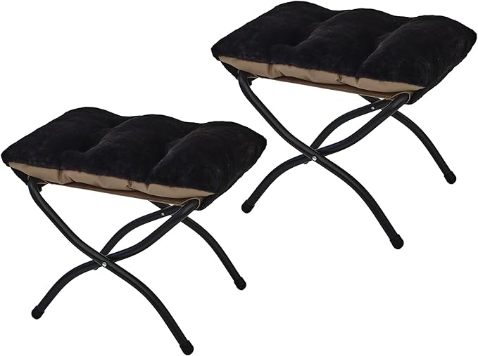 15" Folding Ottoman, Foldable Footrest Stool, Small Foot Stool by MordchilHF