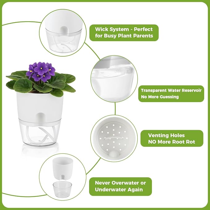 Planterhoma 3 Pack Self Watering Pots - Image 6