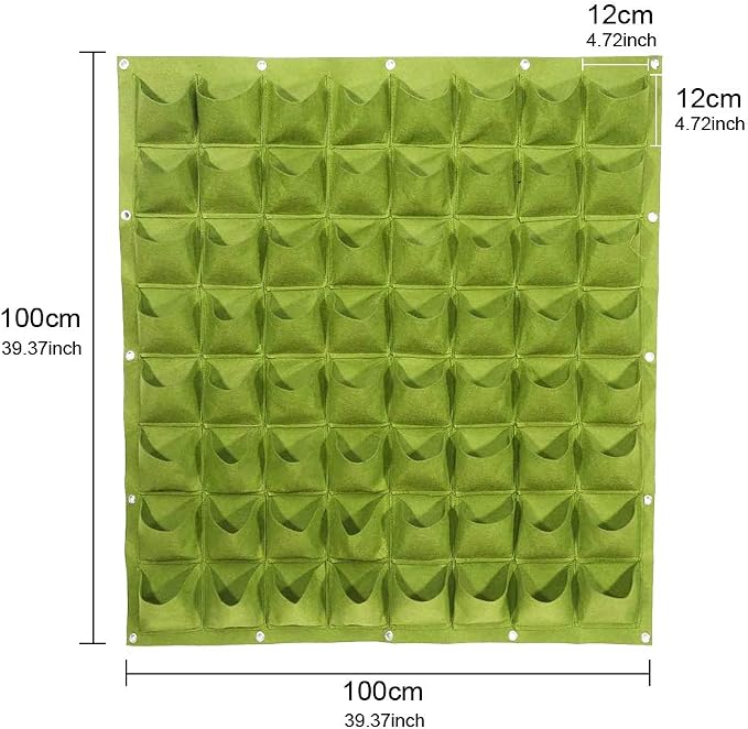 Hanging Planting Grow Bags, 64 Pockets Hanging Vertical Wall Planter Wall - Image 2