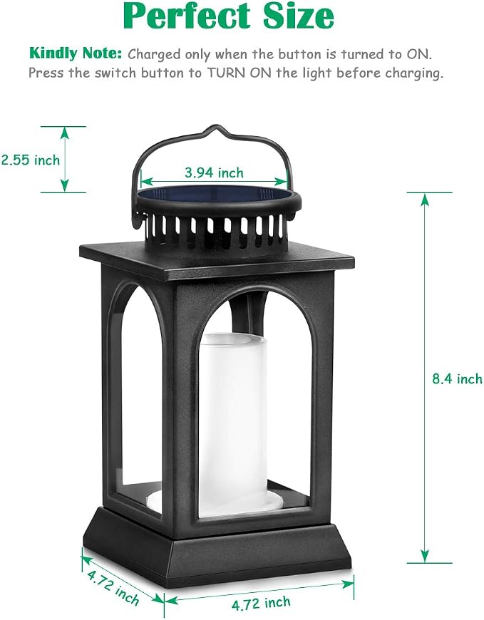 TomCare Solar Lights Flickering Flame Upgraded Metal Solar Lantern Outdoor - Image 3