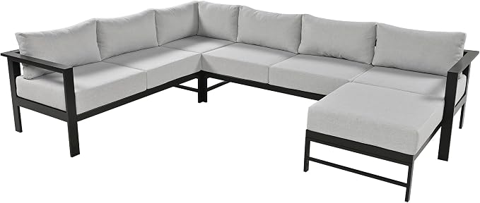 Multi-Person Outdoor Sofa Set, U-Shaped Aluminum Outdoor Sofa Set - Image 4