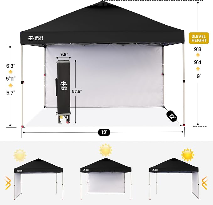 CROWN SHADES 12x12 Pop Up Canopy Tent Instant Commercial - Image 3