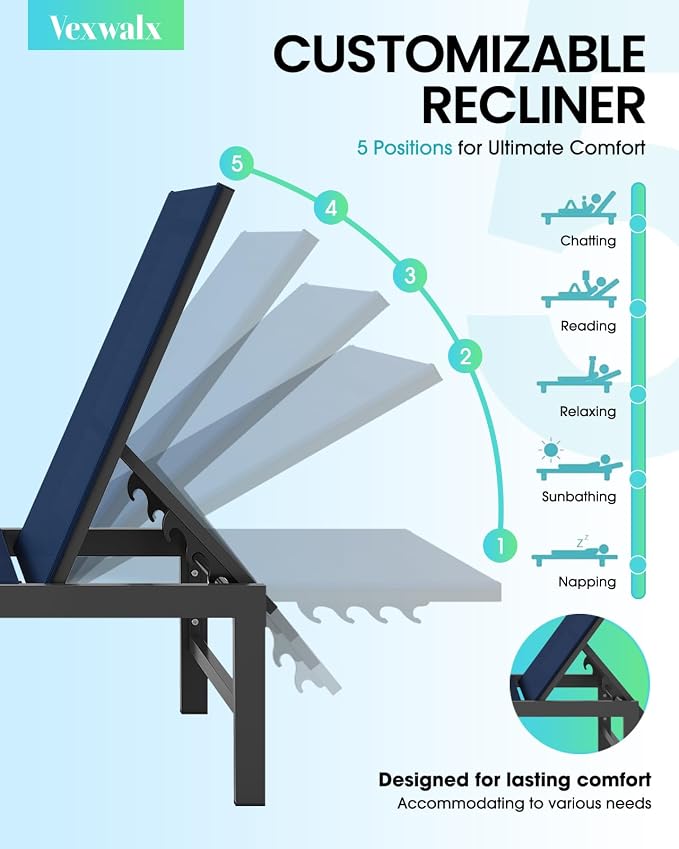 Outdoor Lounge Chair for Pool, Aluminum Chaise Lounge Chairs - Image 4