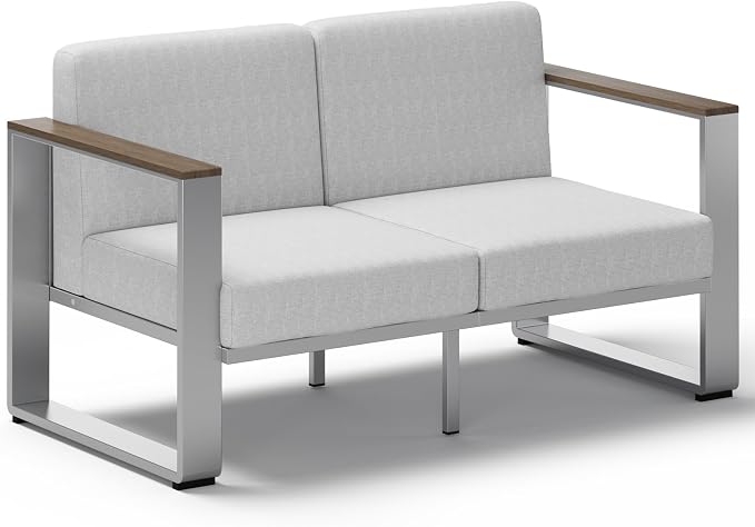 Outdoor Aluminum Loveseat, Modern Patio Patio Furniture by ComfCove