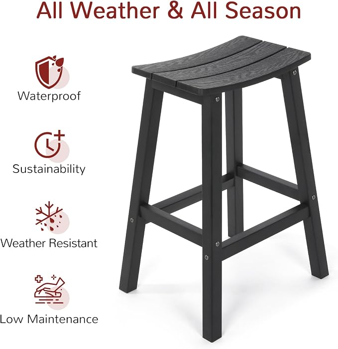 Stoog All-Weather Bar Stools Set of 4, Low Maintenance, - Image 4