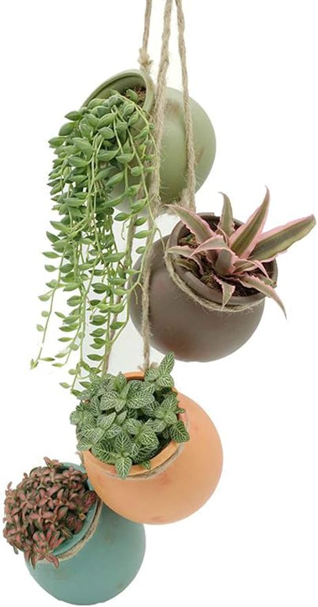 Yesland Ceramic Hanging Mini Flower Planters, Wall or Ceiling Mount by Yesland