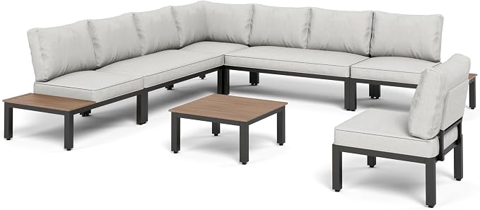 PHI VILLA 7 Pieces Outdoor Patio Furniture Set, Metal Frame Modern Outdoor - Image 9