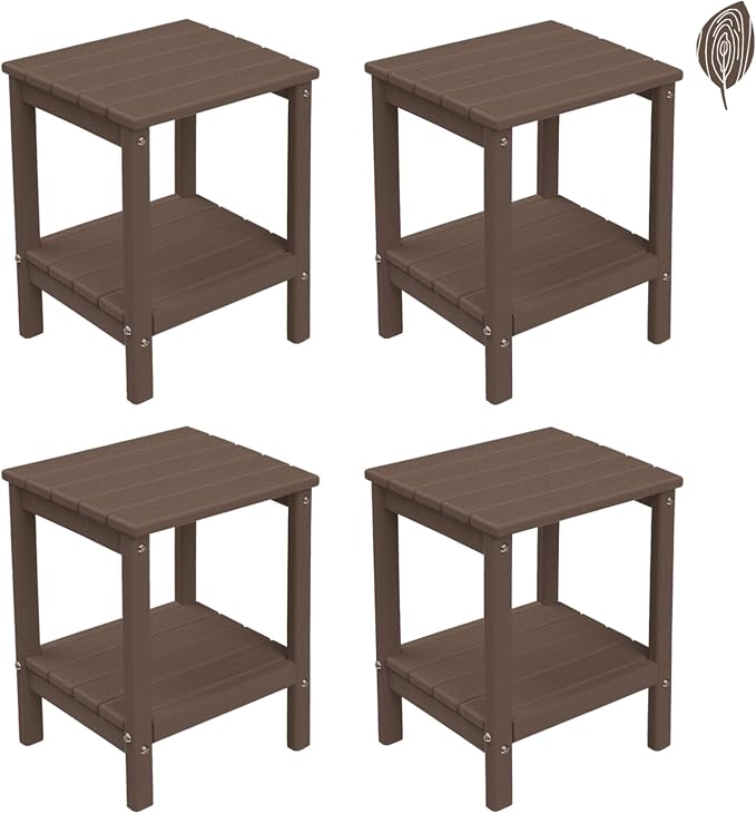 GREENVINES Adirondack-Outdoor-Side-Table | Set of 4 | Wood Grain | 14 x 13 by GreenVines
