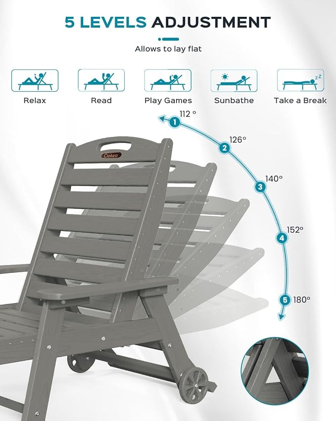 Outdoor Chaise Lounge Chair Set of 2, Patio Lounge Chairs - Image 4