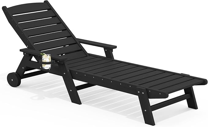 SERWALL Patio Chaise Lounge Chair, Poly Lounge Chair by SERWALL