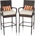 Sundale Outdoor Wicker Bar Stool Set of 2, Patio Counter Height Pub Chair by SundaleOutdoor