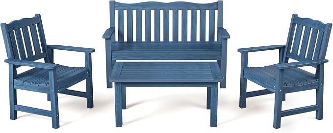 Stoog 4-Piece Patio Furniture Set, All-Weather HIPS Outdoor Dining Set by Stoog