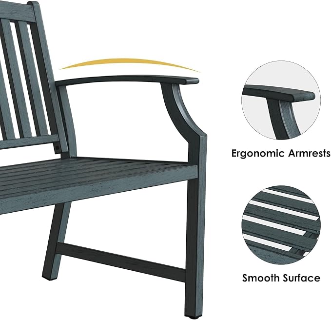 Grand patio 52" Farmhouse Outdoor Bench, Garden Benches - Image 7