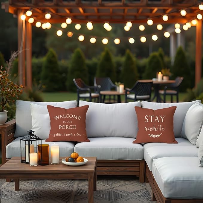 PANDICORN Welcome to Our Porch Stay Awhile Outdoor Decorative Throw Pillow - Image 6