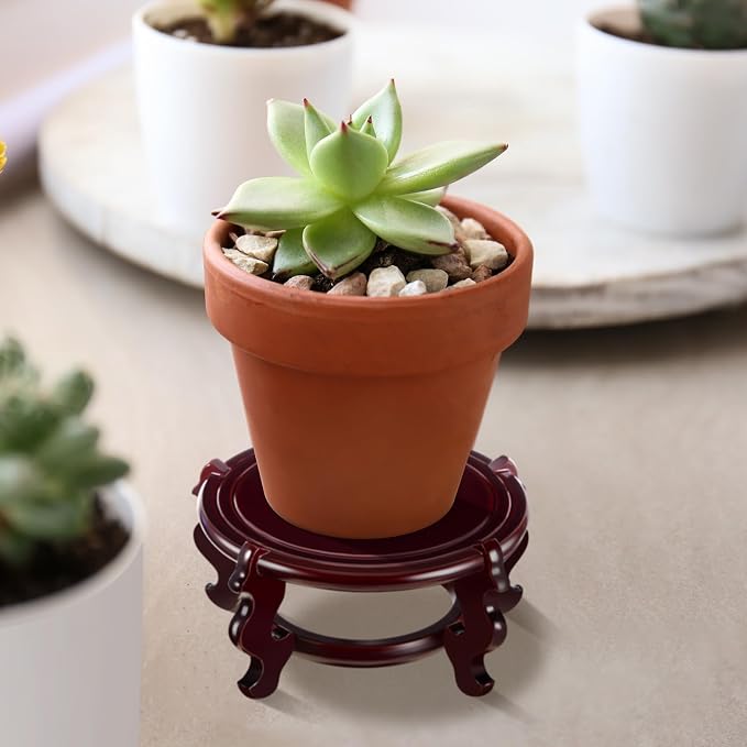 Geetery 2 Pcs 4 to 12 in Wooden Plant Stands Indoor Chinese Oriental Plant Stand - Image 6