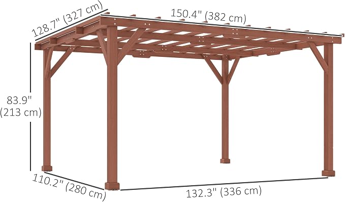 Outsunny 11' x 12.5' Outdoor Wood Pergola - Image 7