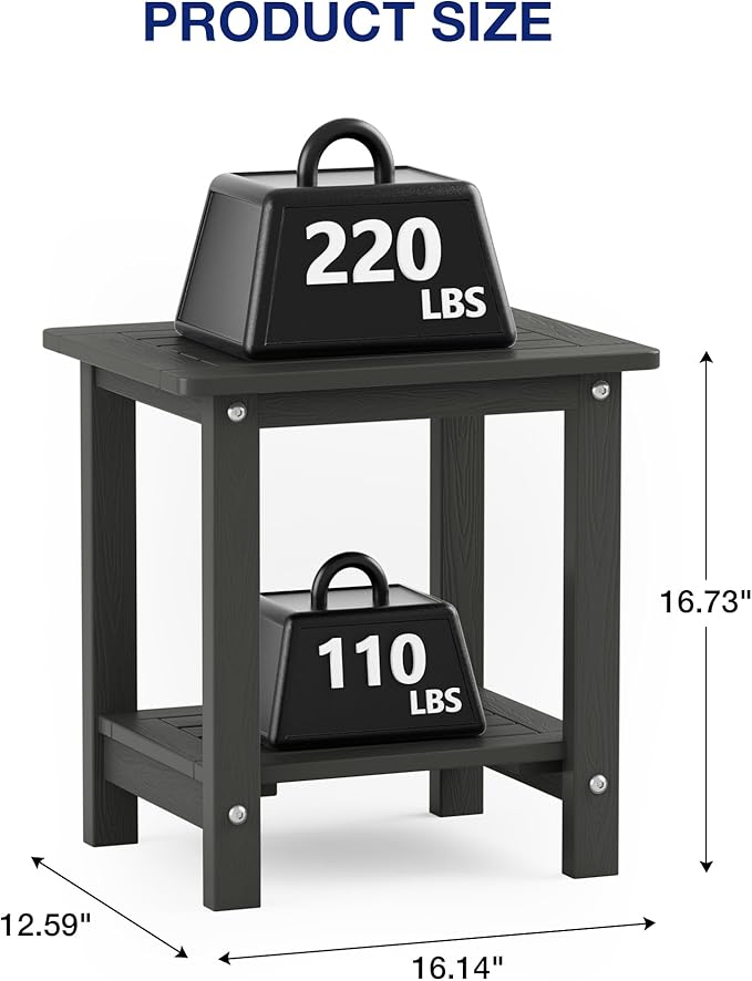 YEFU Outdoor Side Table for Patio: 16" HIPS Weather - Image 3