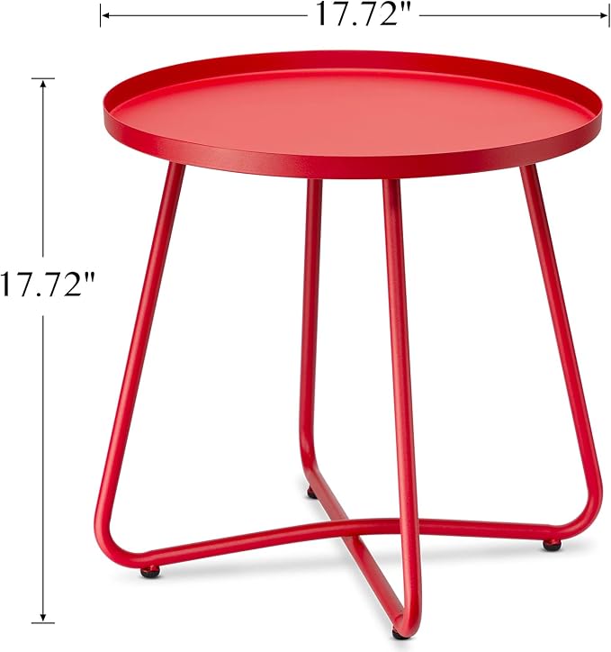 danpinera Outdoor Side Tables, Weather Resistant Steel Patio Side Table - Image 3