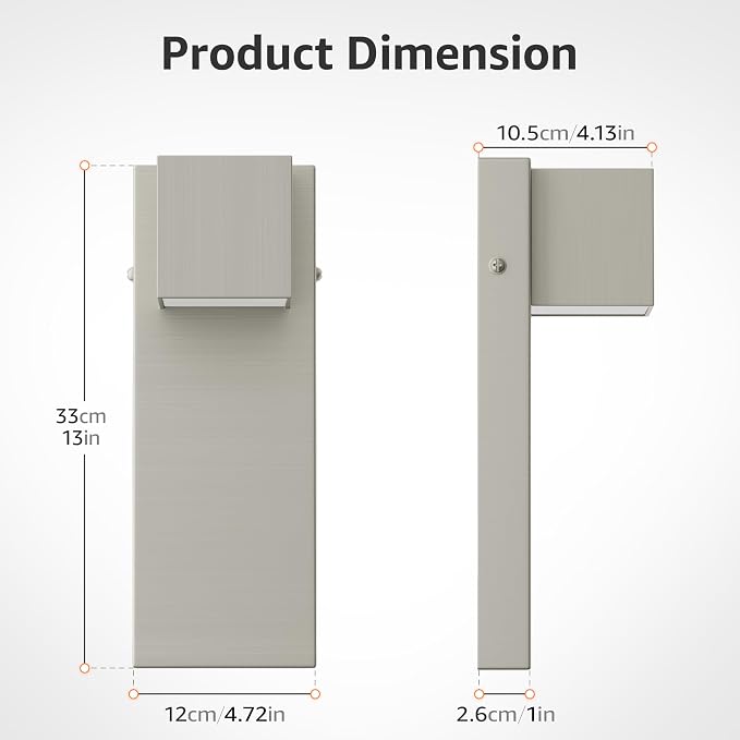 2 Pack 13" Modern Outdoor Led Wall Light, 16W 3000K 1200Lumen Porch & Patio - Image 5